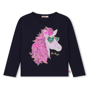 Billieblush Girls Navy Unicorn T-Shirt - U20475