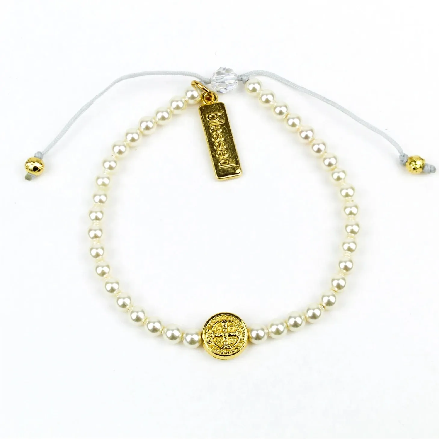 Birthday Blessing Bracelet- Gold & White Pearls