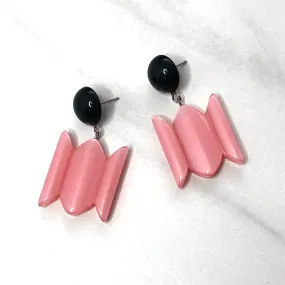 Black & Pink Moonglow Bow Drop Earrings