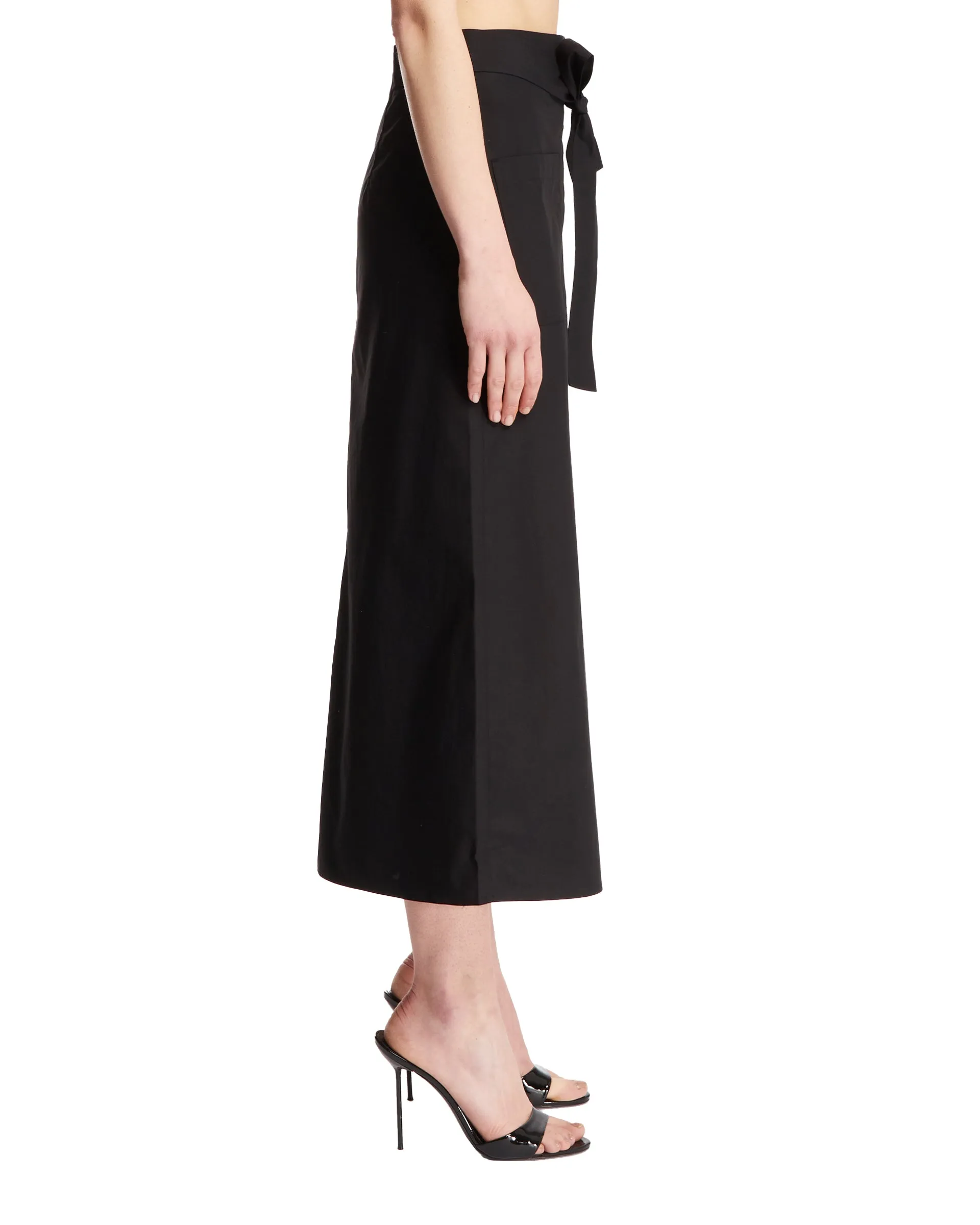 Black Cotton Midi Skirt