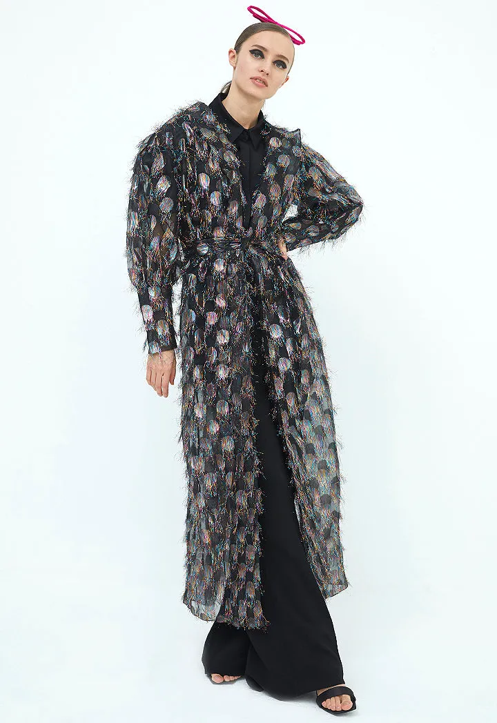 Black Jacquard Kimono