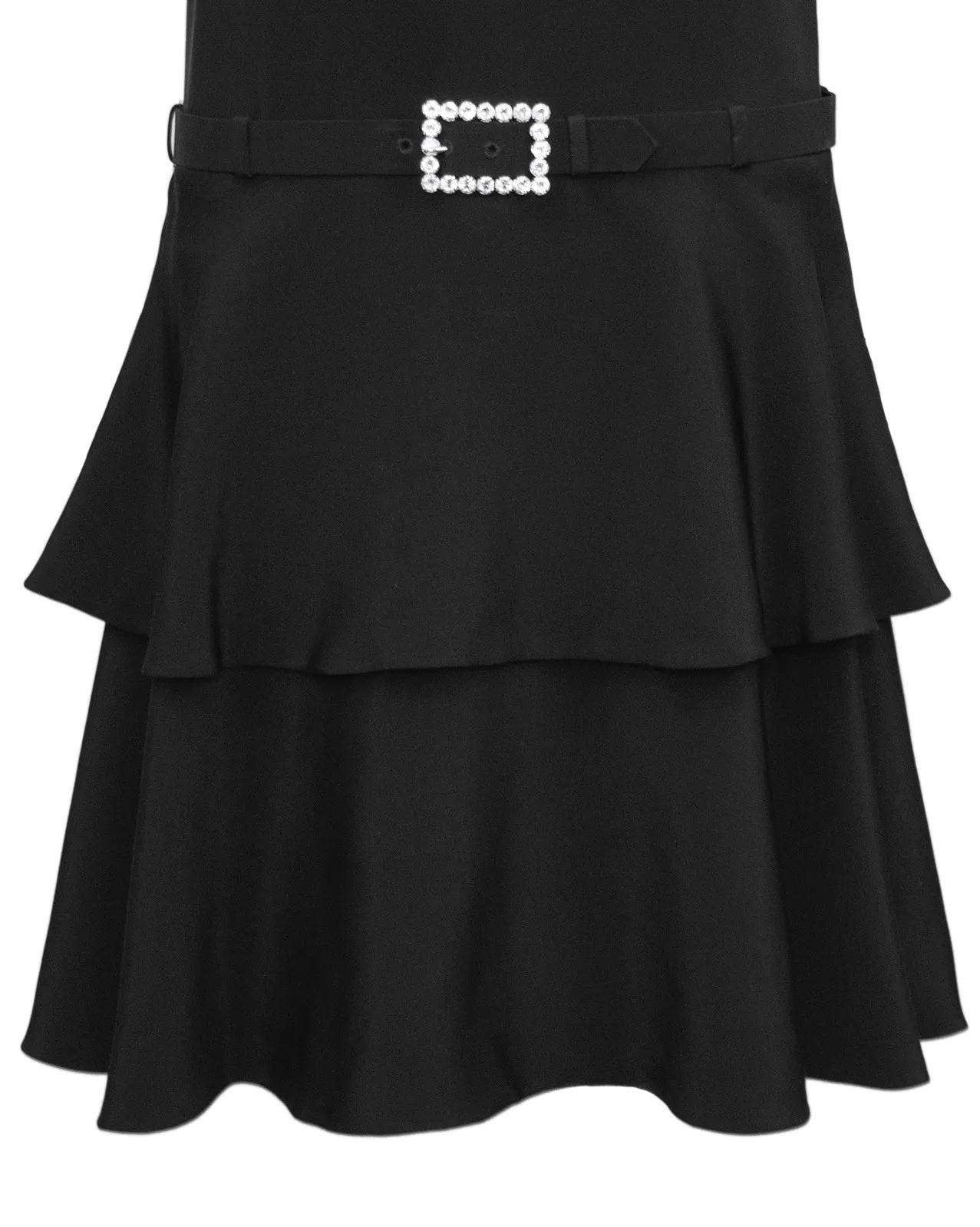 Black Silk & Rhinestone Drop Waist Dress