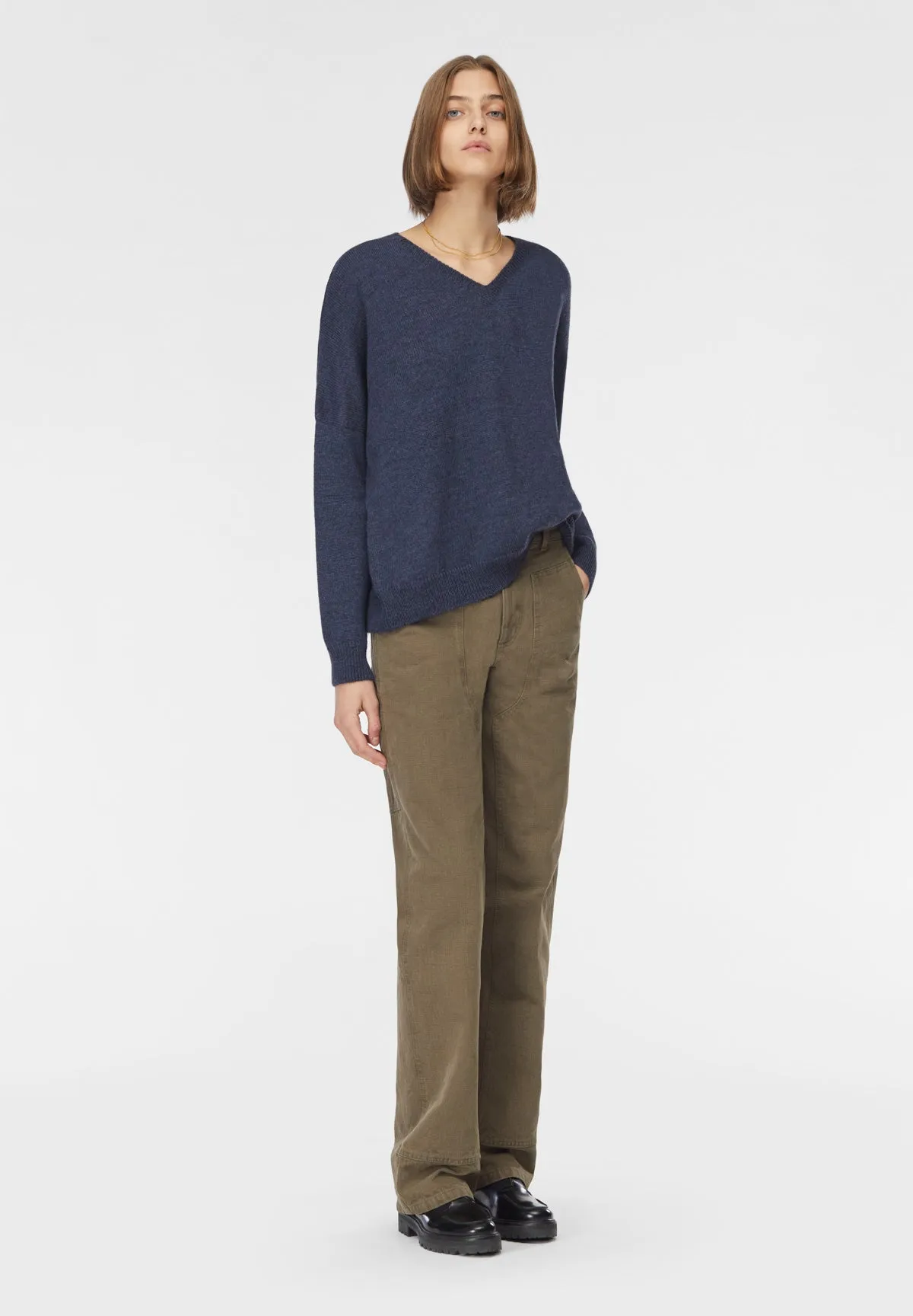 Blue Knit Troncoso V-Neck Pullover