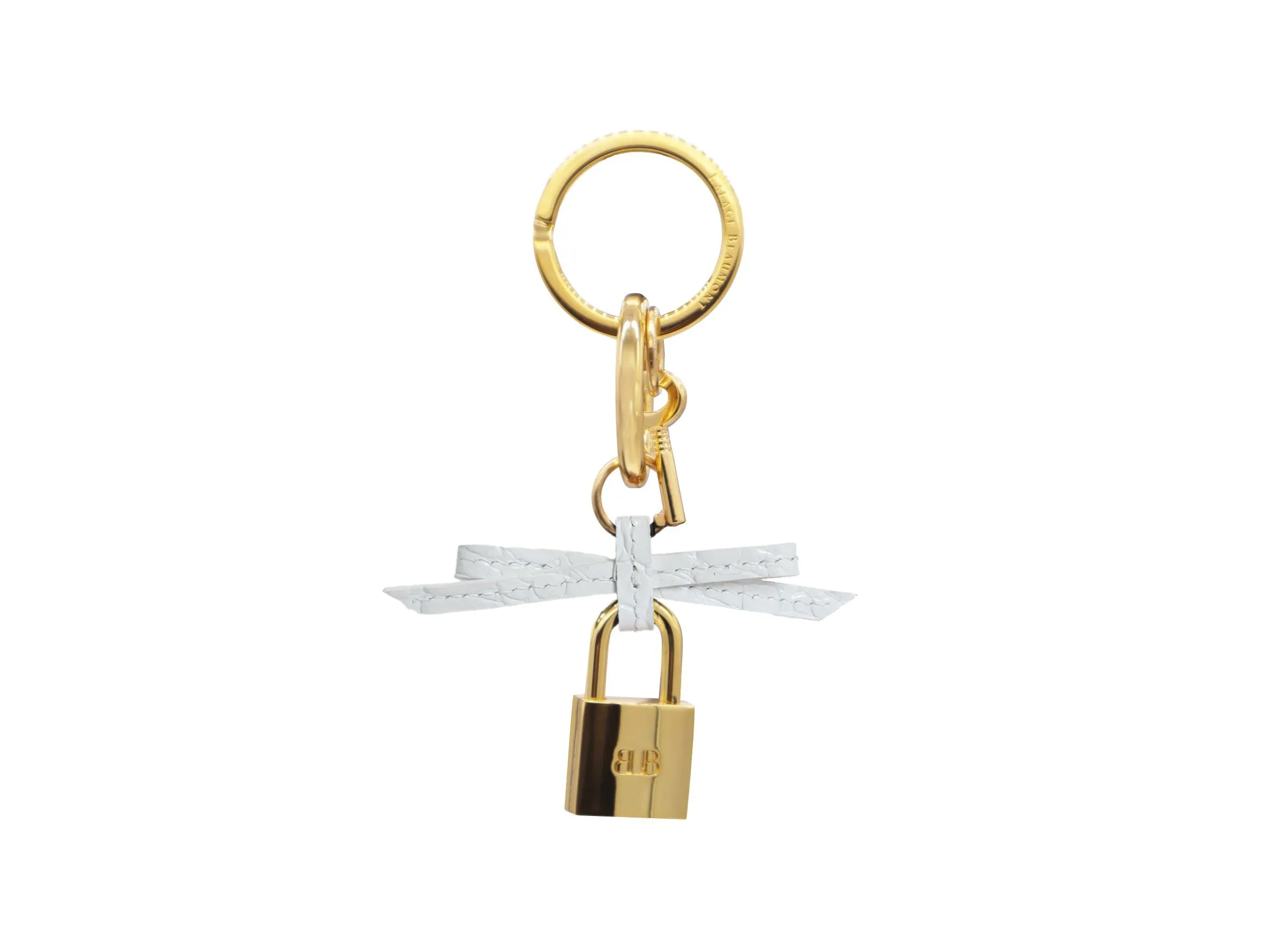 Bow and Padlock Keyring/Bag Charm - Orinoco 'Croc' Print - White