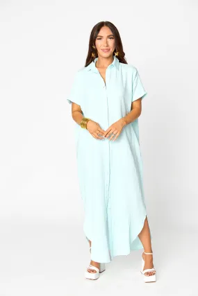 Carmen Cover Up Maxi Dress - Aqua