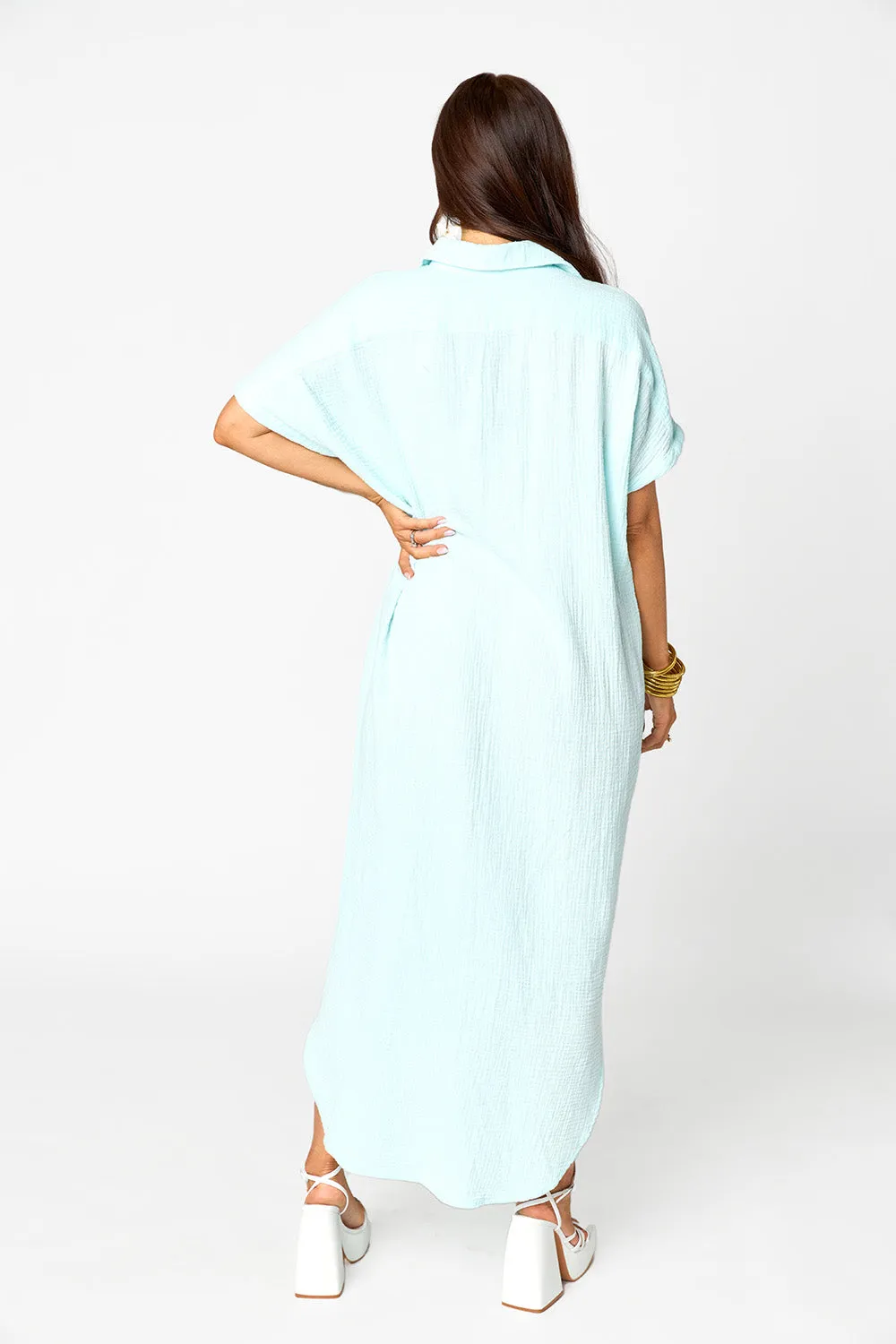 Carmen Cover Up Maxi Dress - Aqua