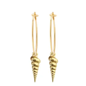 Cerith Shell Hoops, Gold (pair)