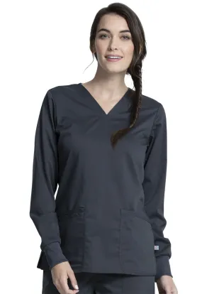 Cherokee Workwear Long Sleeve V-Neck Top Pewter Medium WW855AB