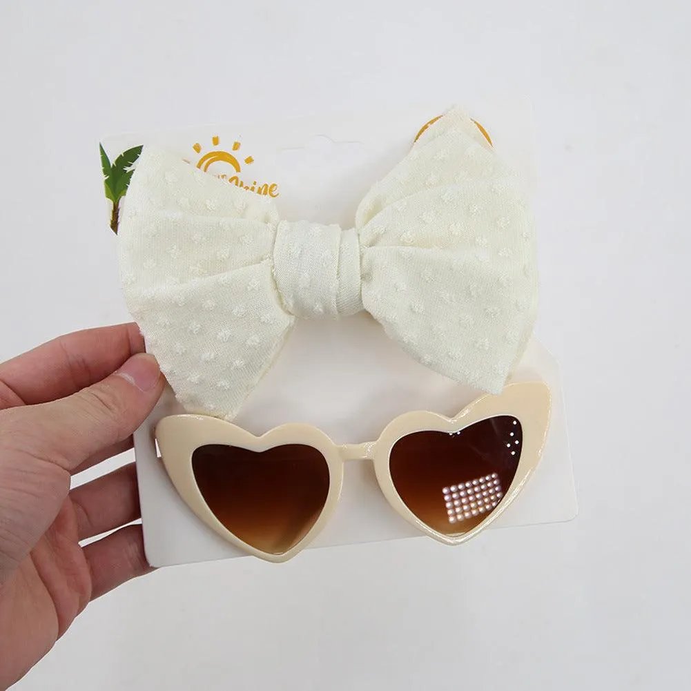 Children's Sunglasses New Vintage Love Glasses Set Hair Band Set