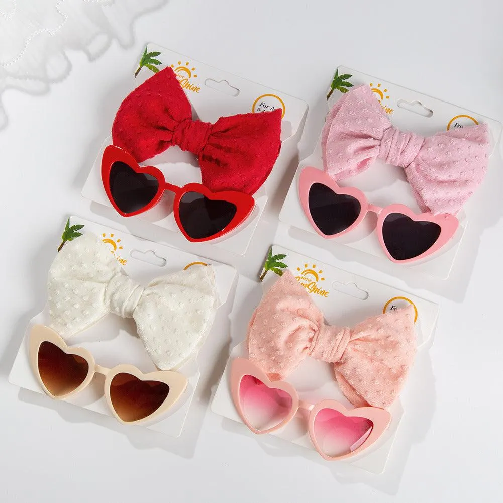 Children's Sunglasses New Vintage Love Glasses Set Hair Band Set