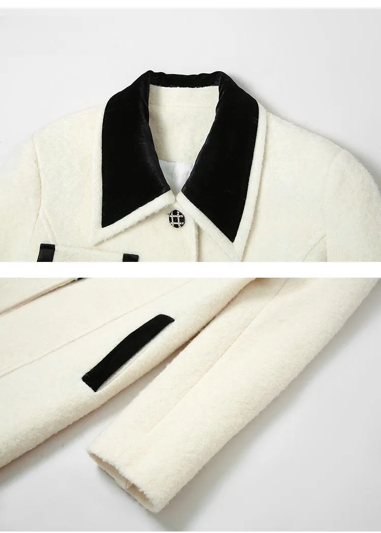 Colorblock Wool Blend Long Coat