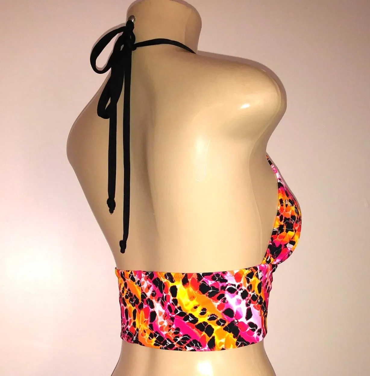 Cropped Swimwear Tankinis with Tie Neck