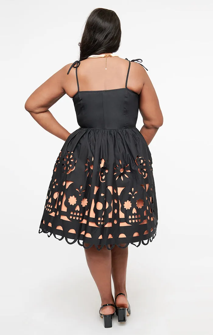 Dia de Los Muertos panel swing dress