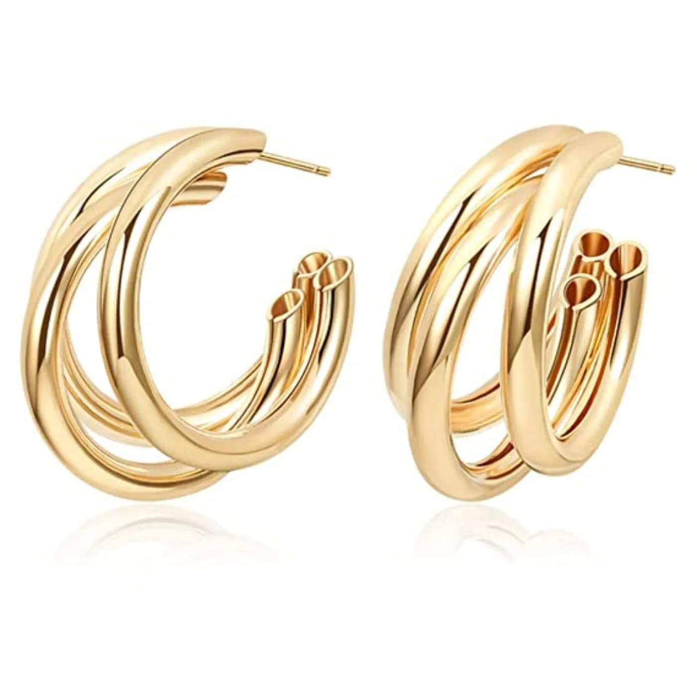 Different Levels Gold Hoop Earring