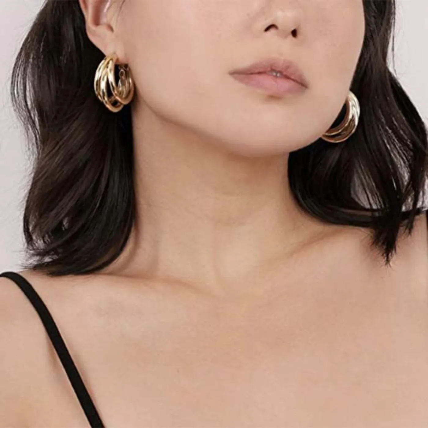 Different Levels Gold Hoop Earring