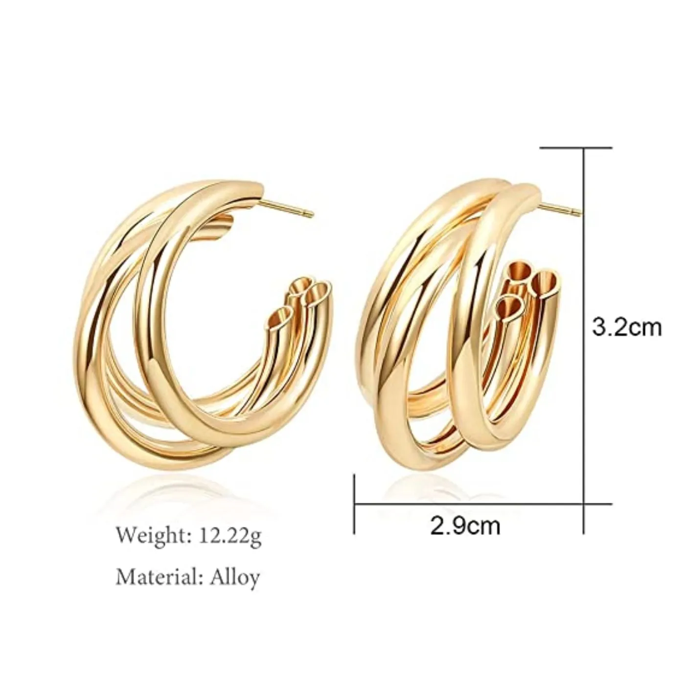 Different Levels Gold Hoop Earring