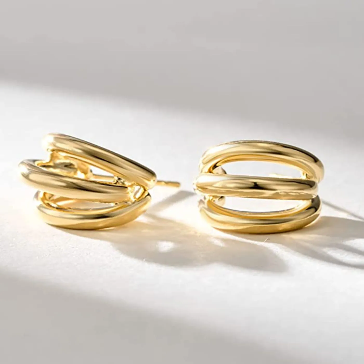 Different Levels Gold Hoop Earring