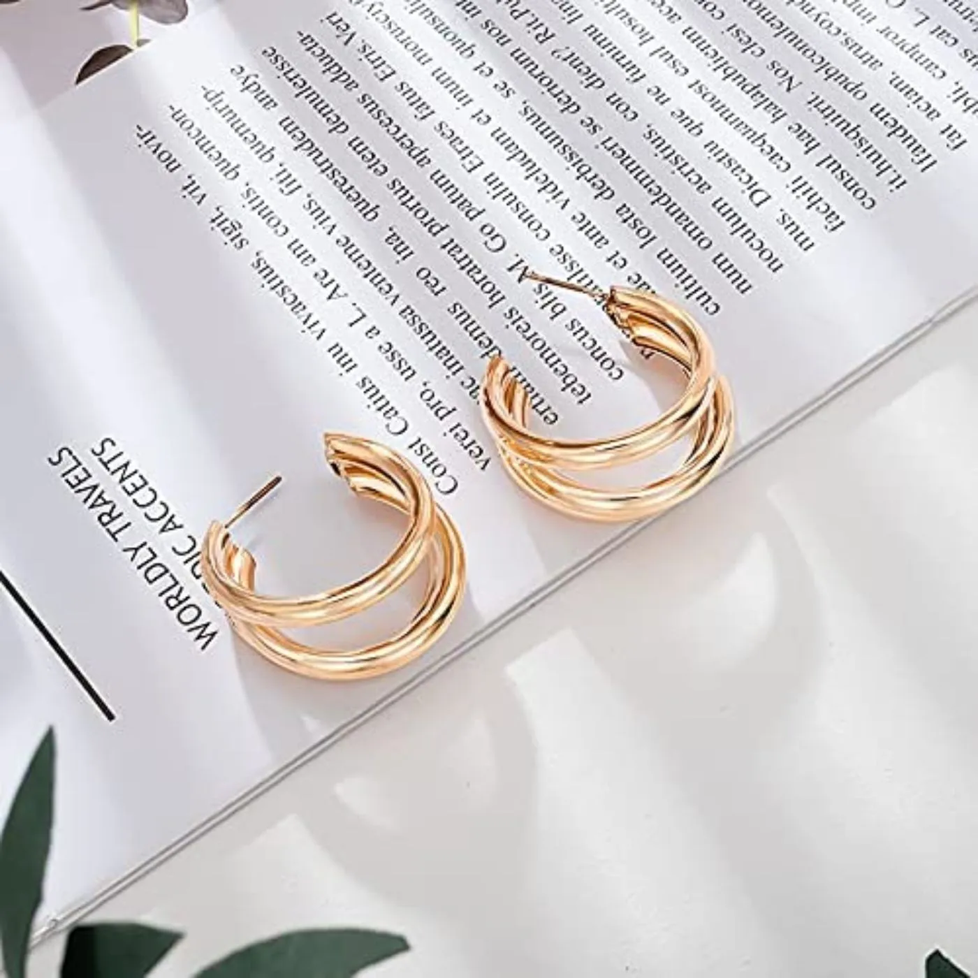 Different Levels Gold Hoop Earring