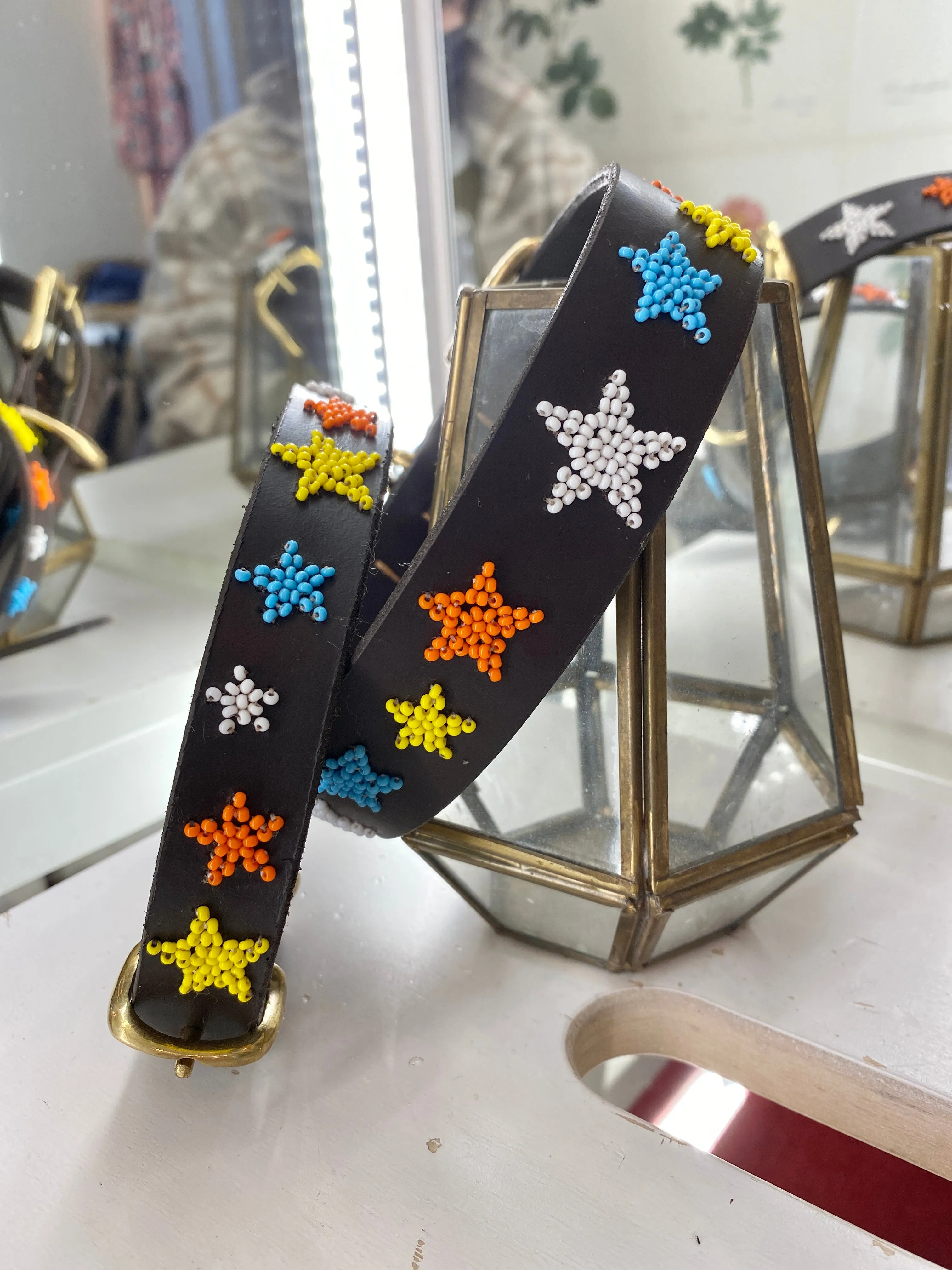 Dog Collar - Multi colour stars - orange, yellow, white, blue