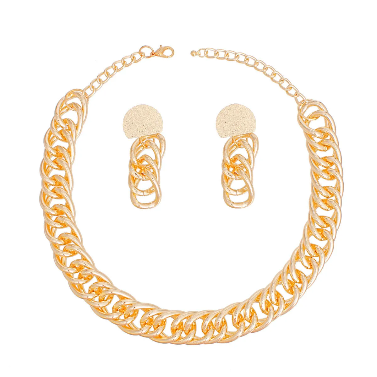 Double Curb Gold Chain Necklace