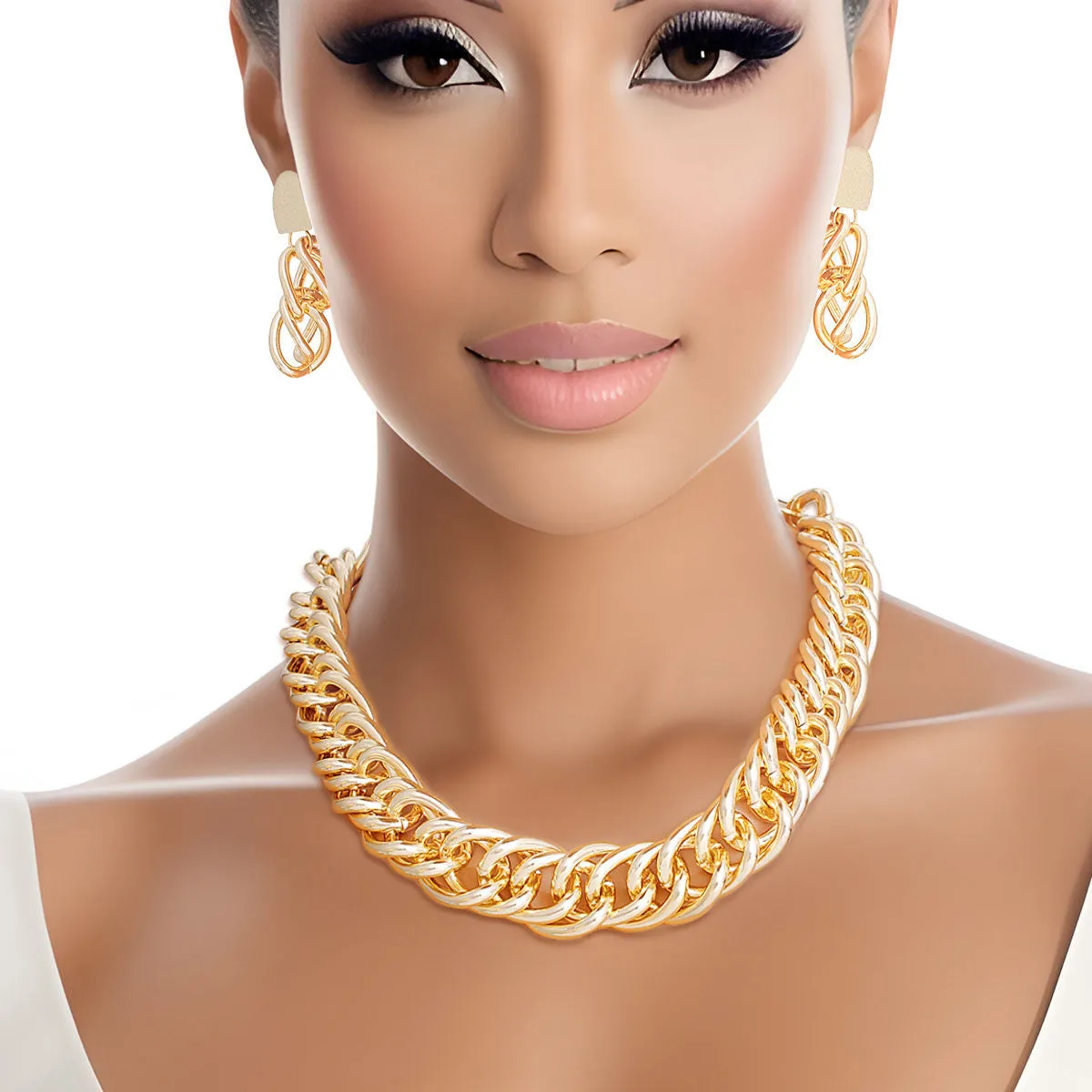 Double Curb Gold Chain Necklace