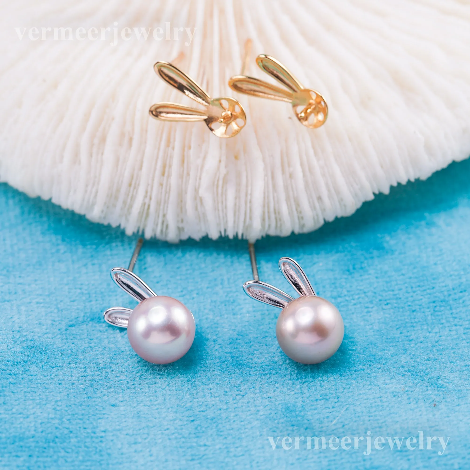 e010910 S925 pearl earring 925 sterling silver DIY 7-8mm Natural Freshwater pearl stud earring for women