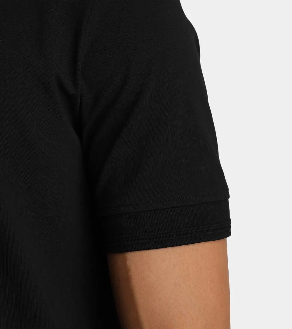 Embroidered Chest Plain T-Shirt | Black AHTA231-04