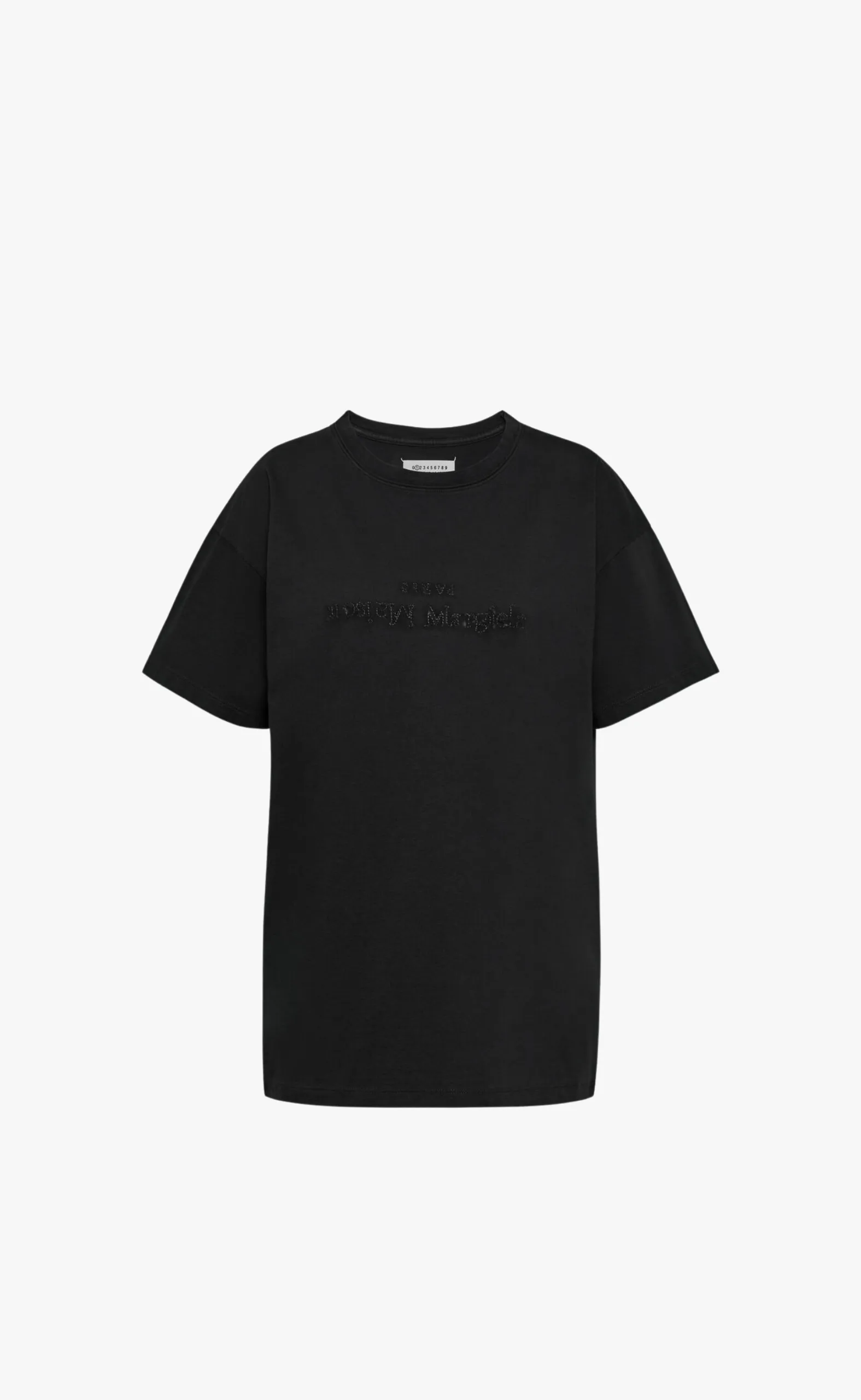 EMBROIDERED LOGO VINTAGE BLACK T-SHIRT