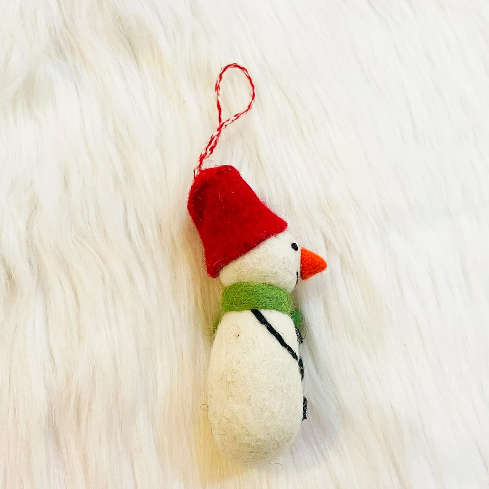 Felted Snowman Christmas Ornament