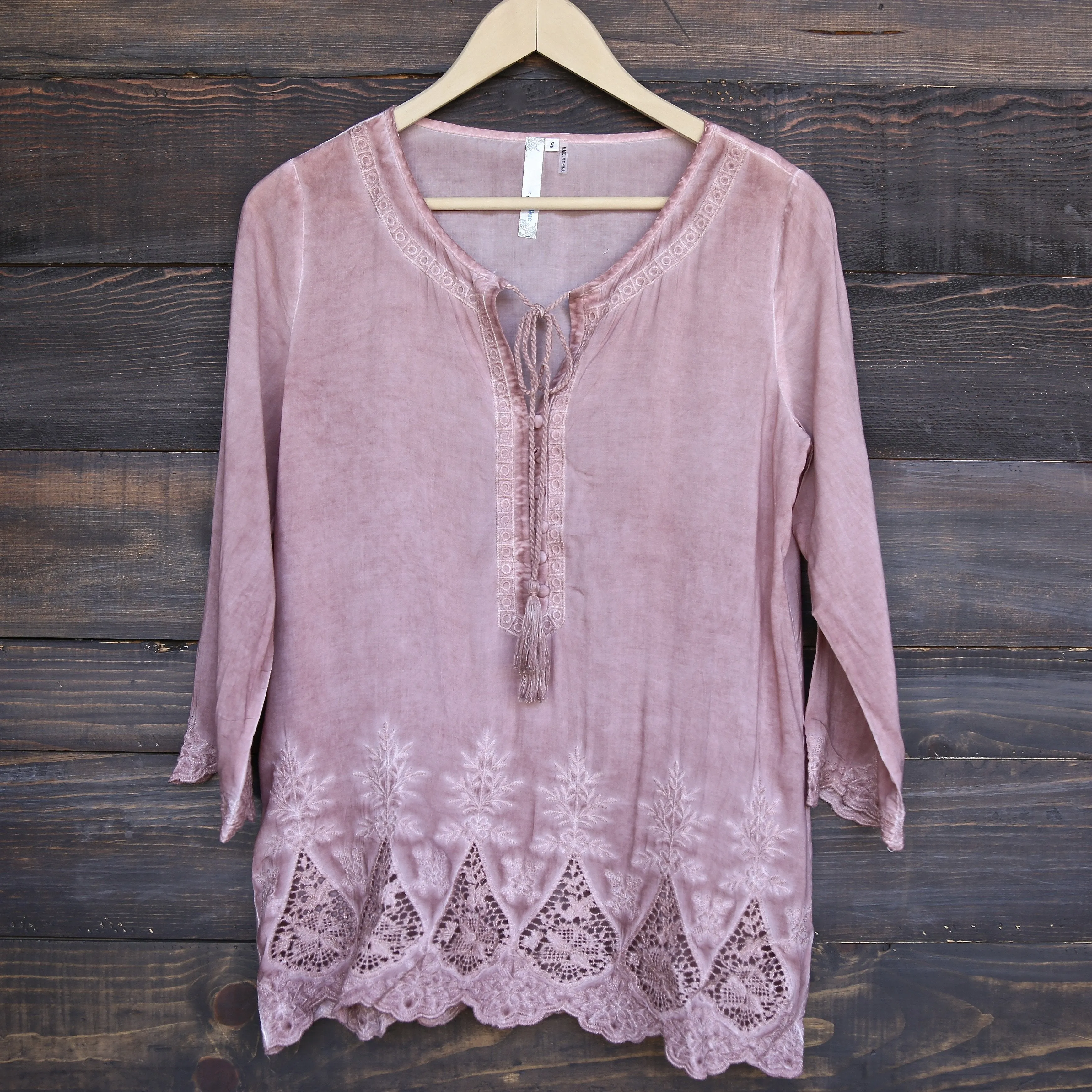 Final Sale - Cute Washed Peasant Top in Dusty Pink