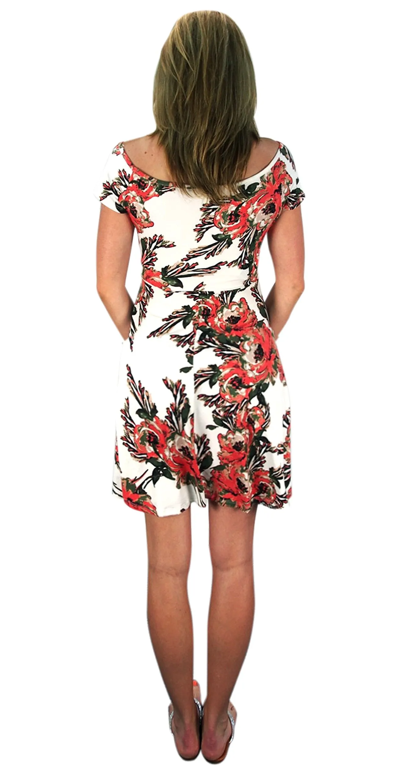 Floral Print Princess Seam Fit and Flare Cocktail Skater Dress