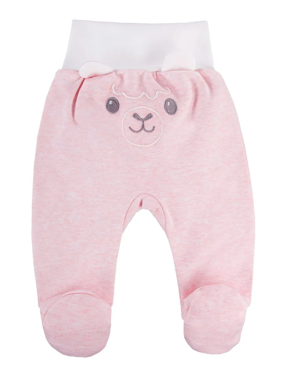 Footed Trousers, Pink With Alpaca Face On Rear