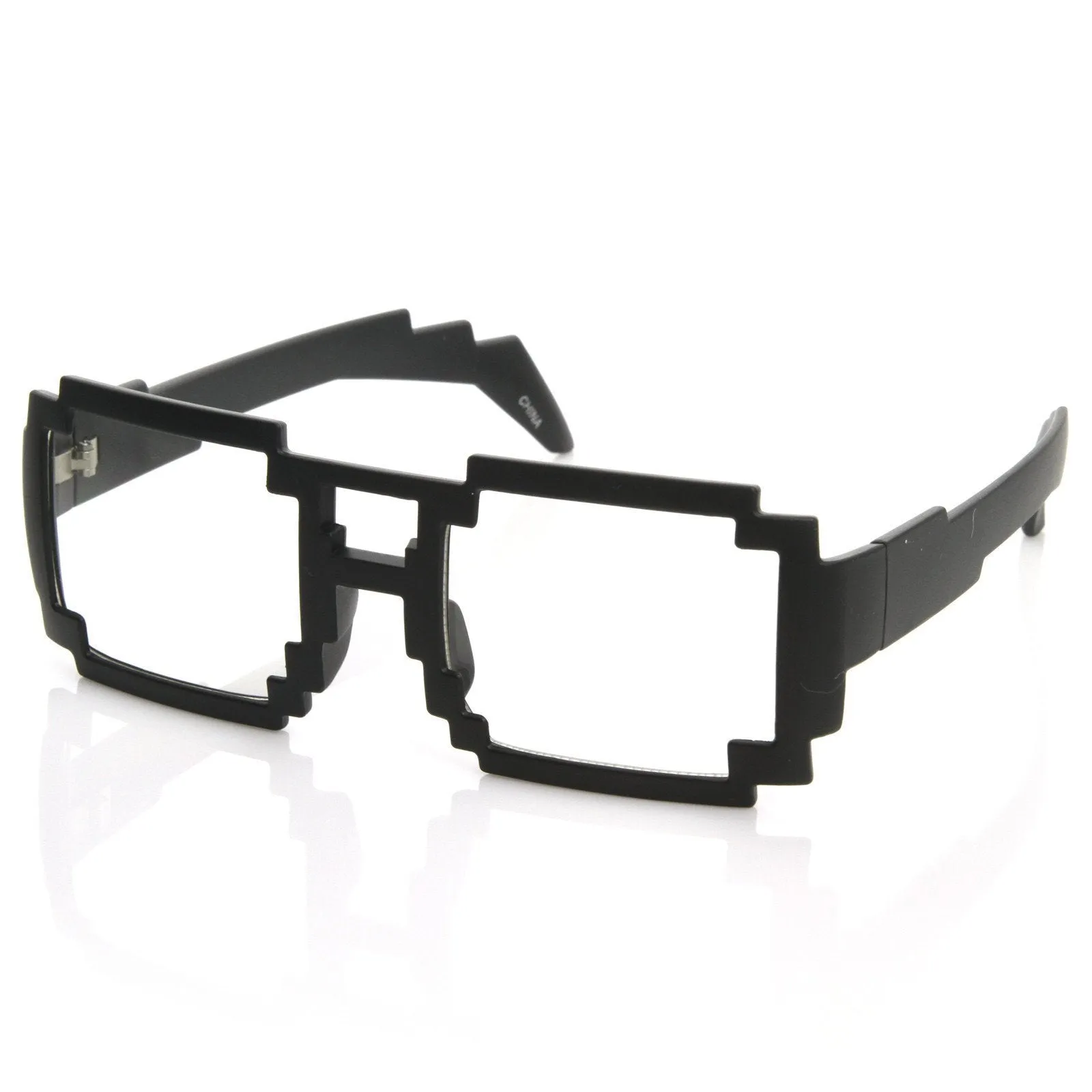 Gamer Nerd Retro Pixelated 8-Bit Clear Lens Glasses