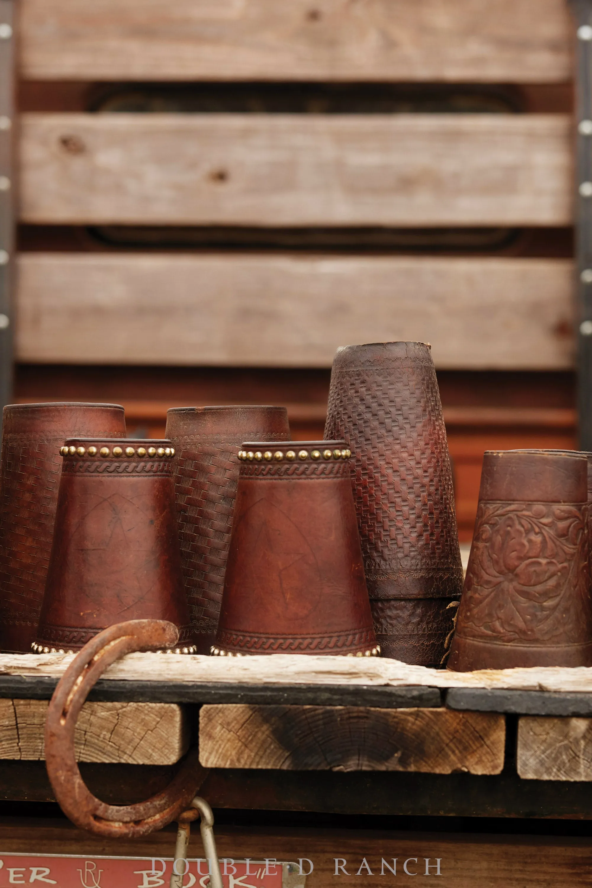 Gauntlets, Western, Leather, Hand Tooled, Basketweave, Vintage, 3330