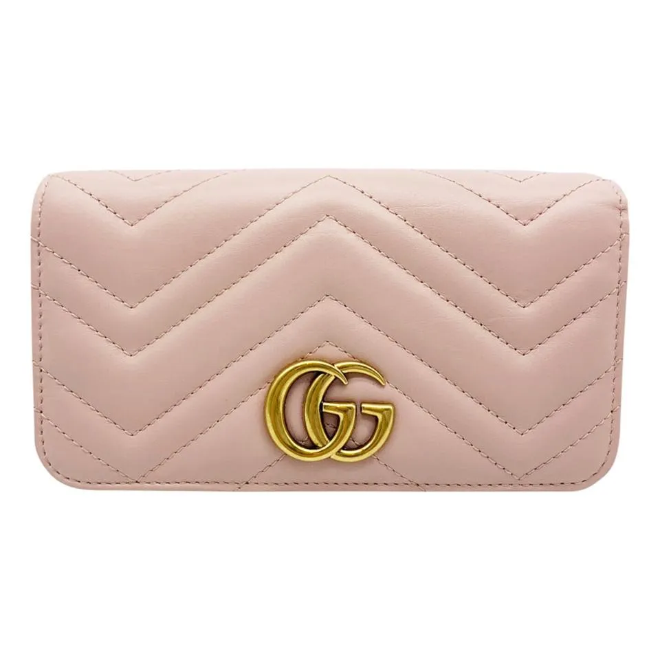 Gucci Shoulder Marmont Gg Mini Quilted Pink Leather Cross Body Bag