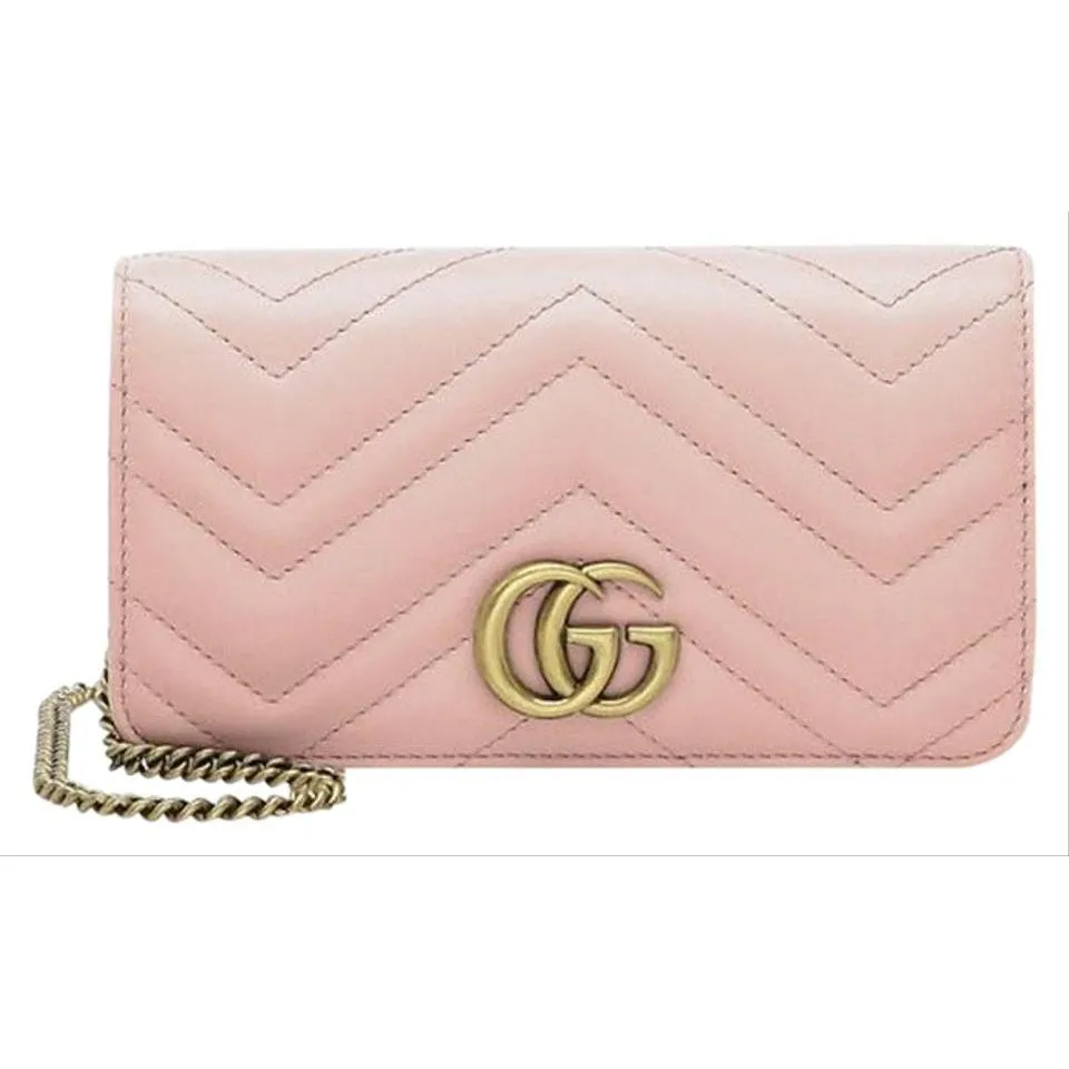 Gucci Shoulder Marmont Gg Mini Quilted Pink Leather Cross Body Bag