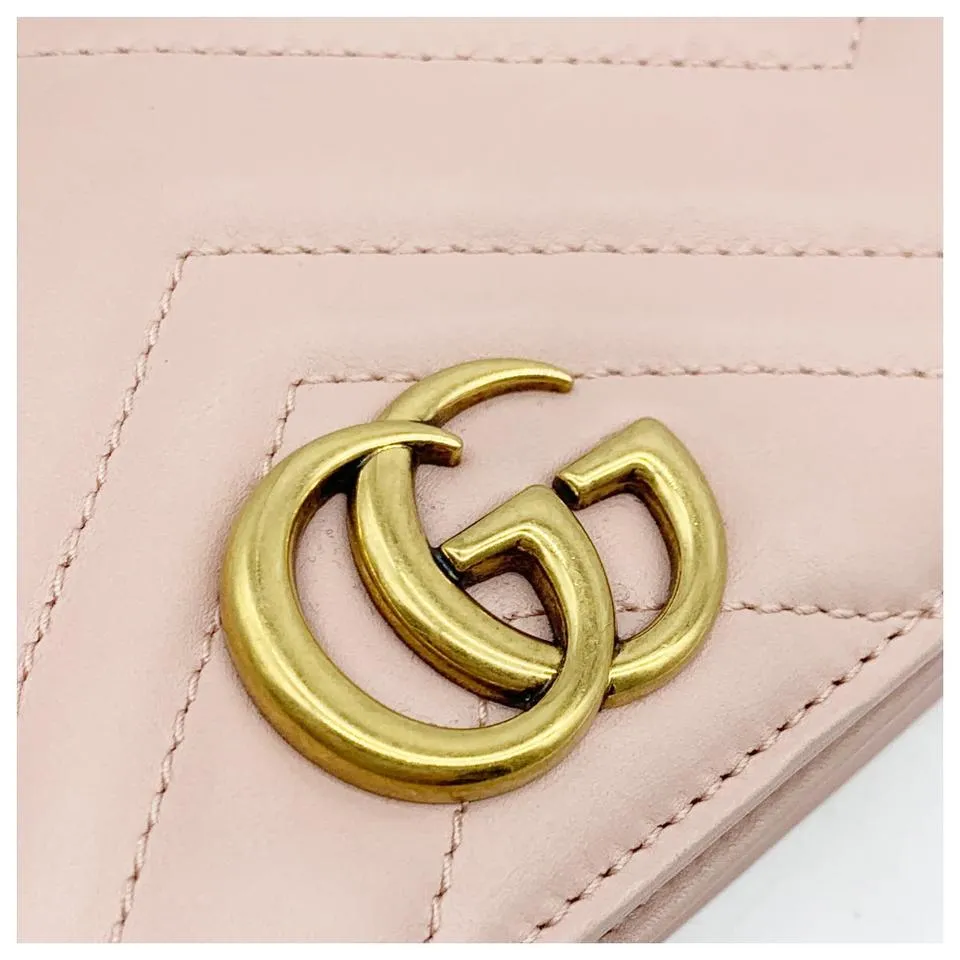 Gucci Shoulder Marmont Gg Mini Quilted Pink Leather Cross Body Bag