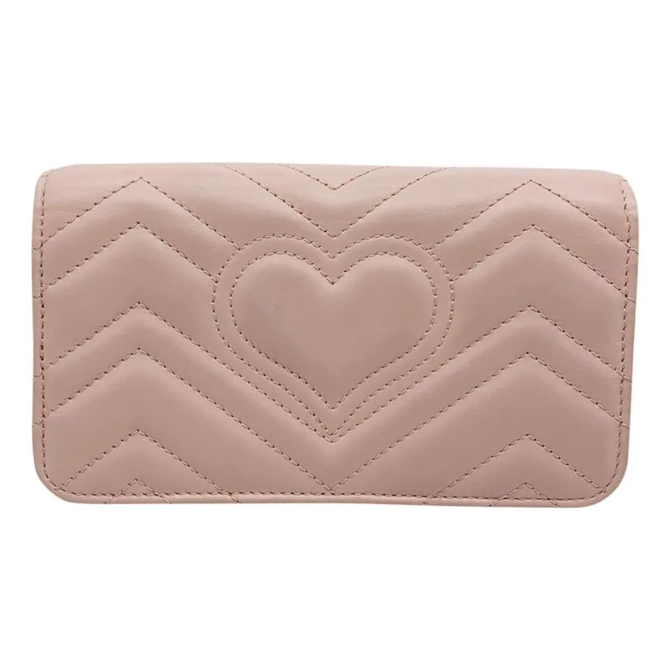 Gucci Shoulder Marmont Gg Mini Quilted Pink Leather Cross Body Bag