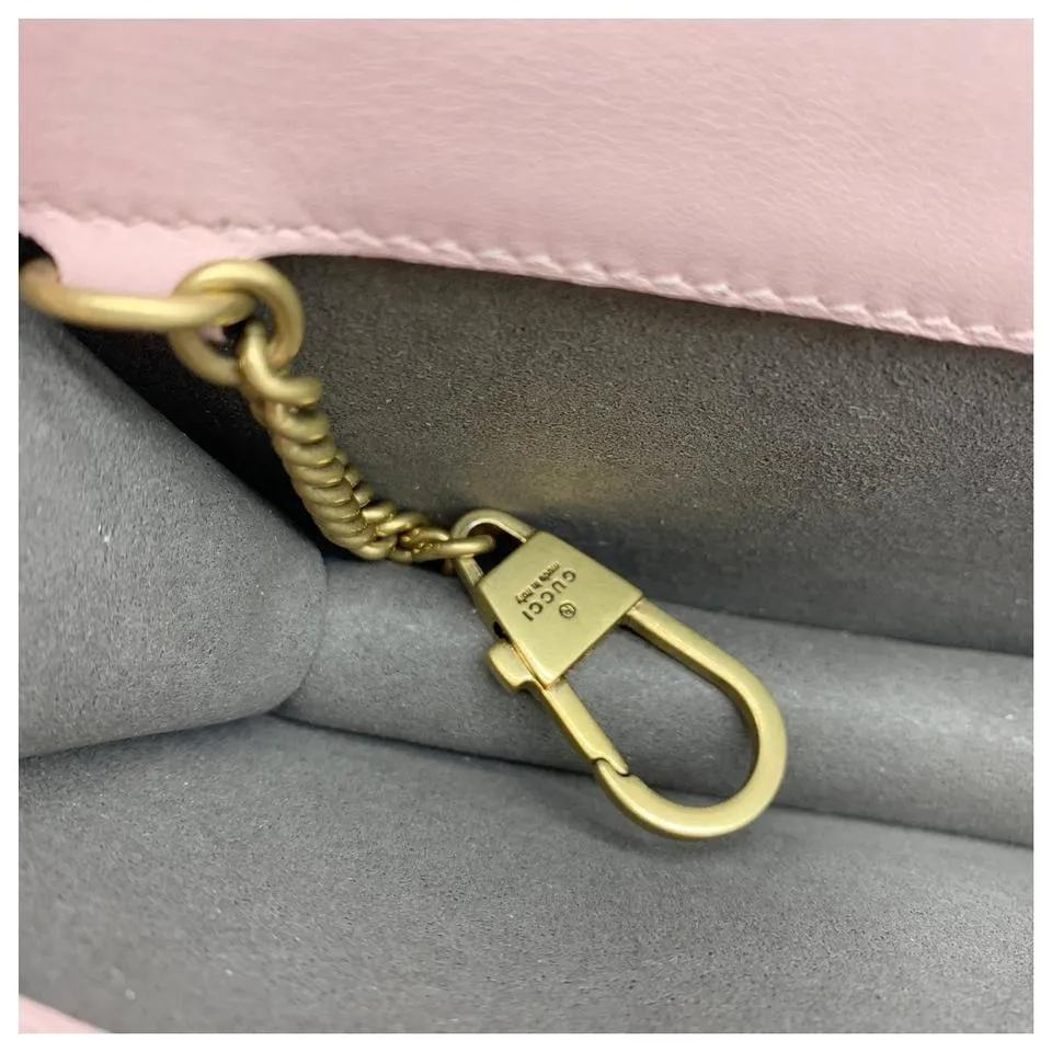 Gucci Shoulder Marmont Gg Mini Quilted Pink Leather Cross Body Bag