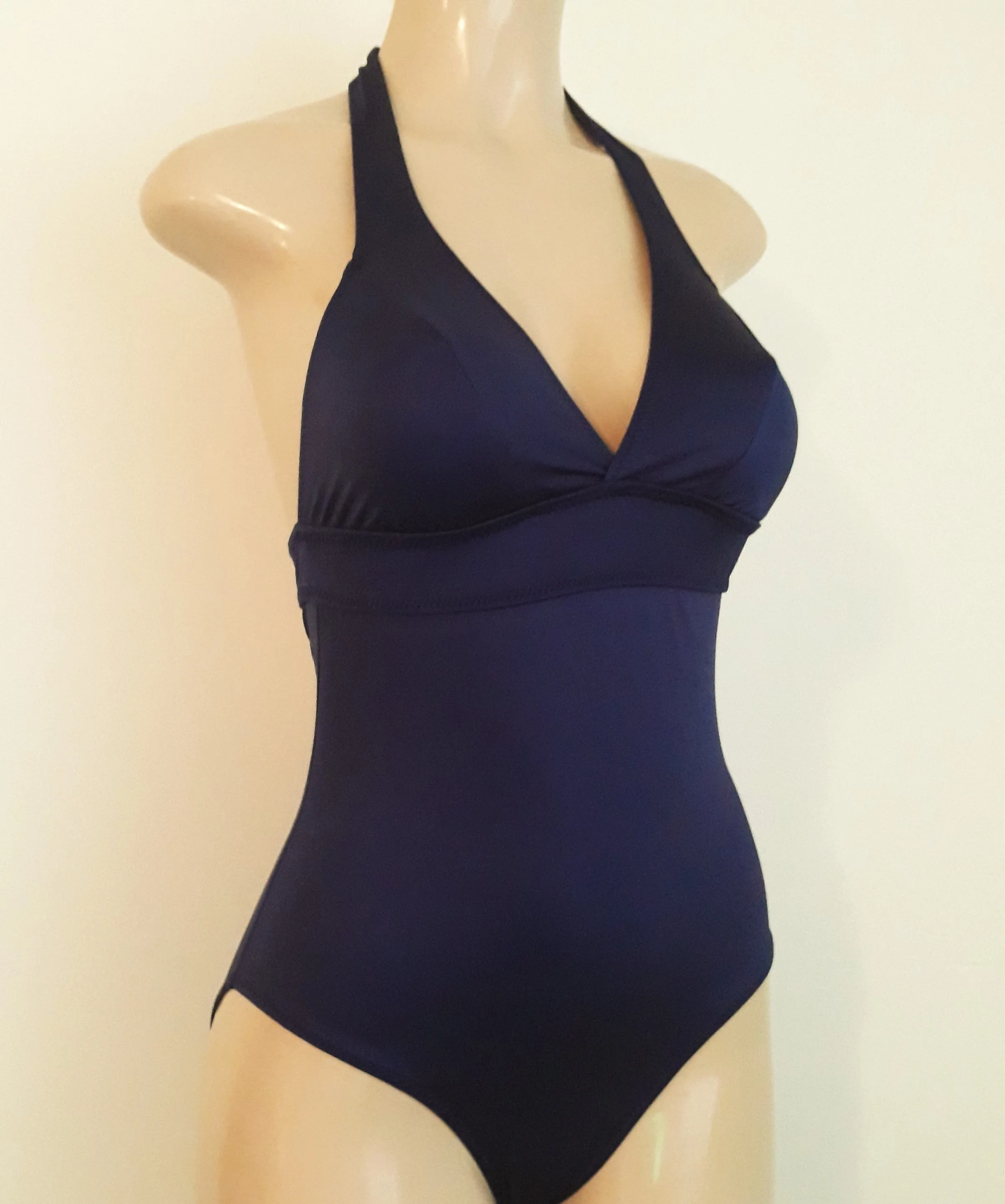 Halter one piece swimsuit with low back