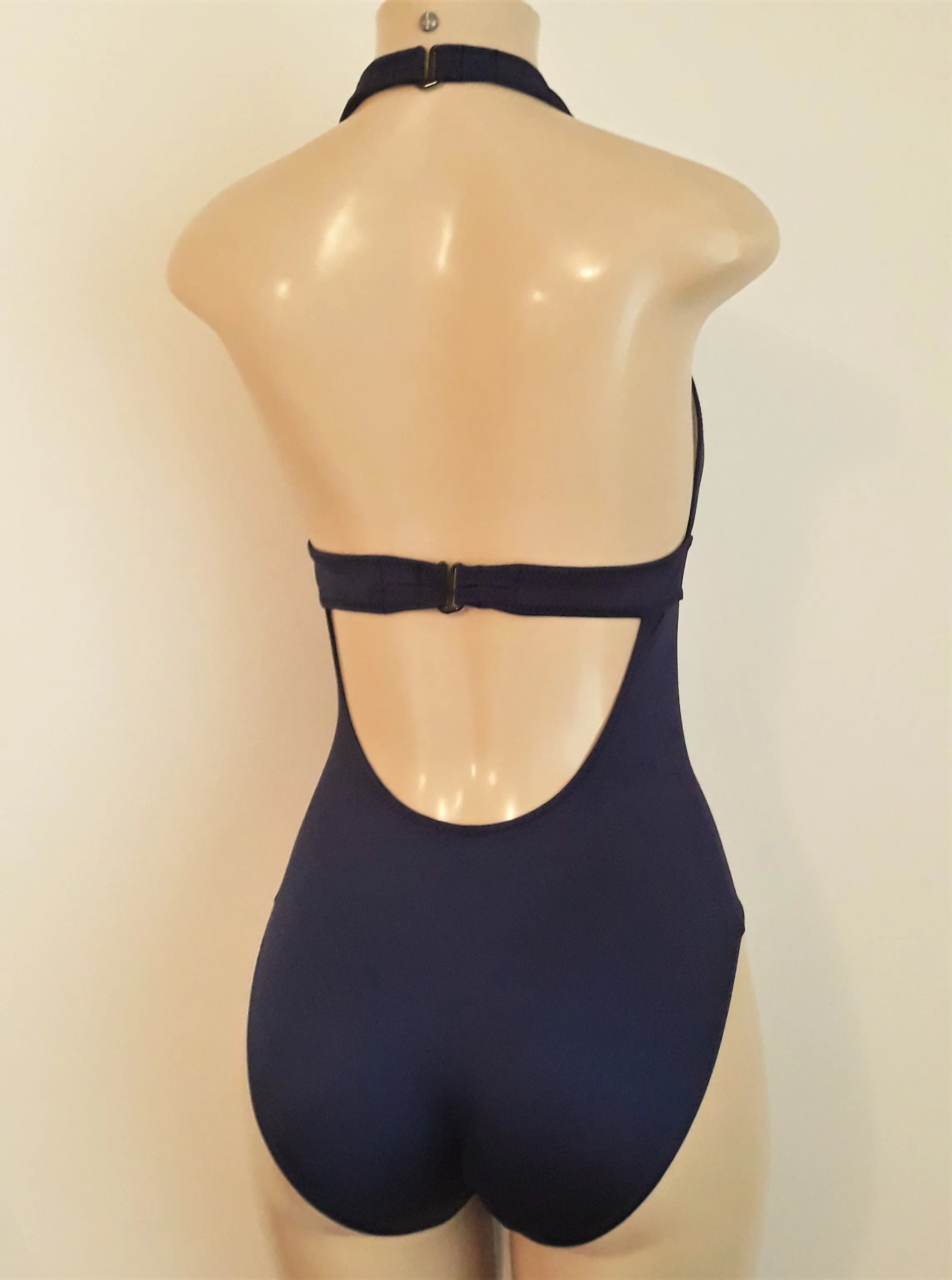 Halter one piece swimsuit with low back