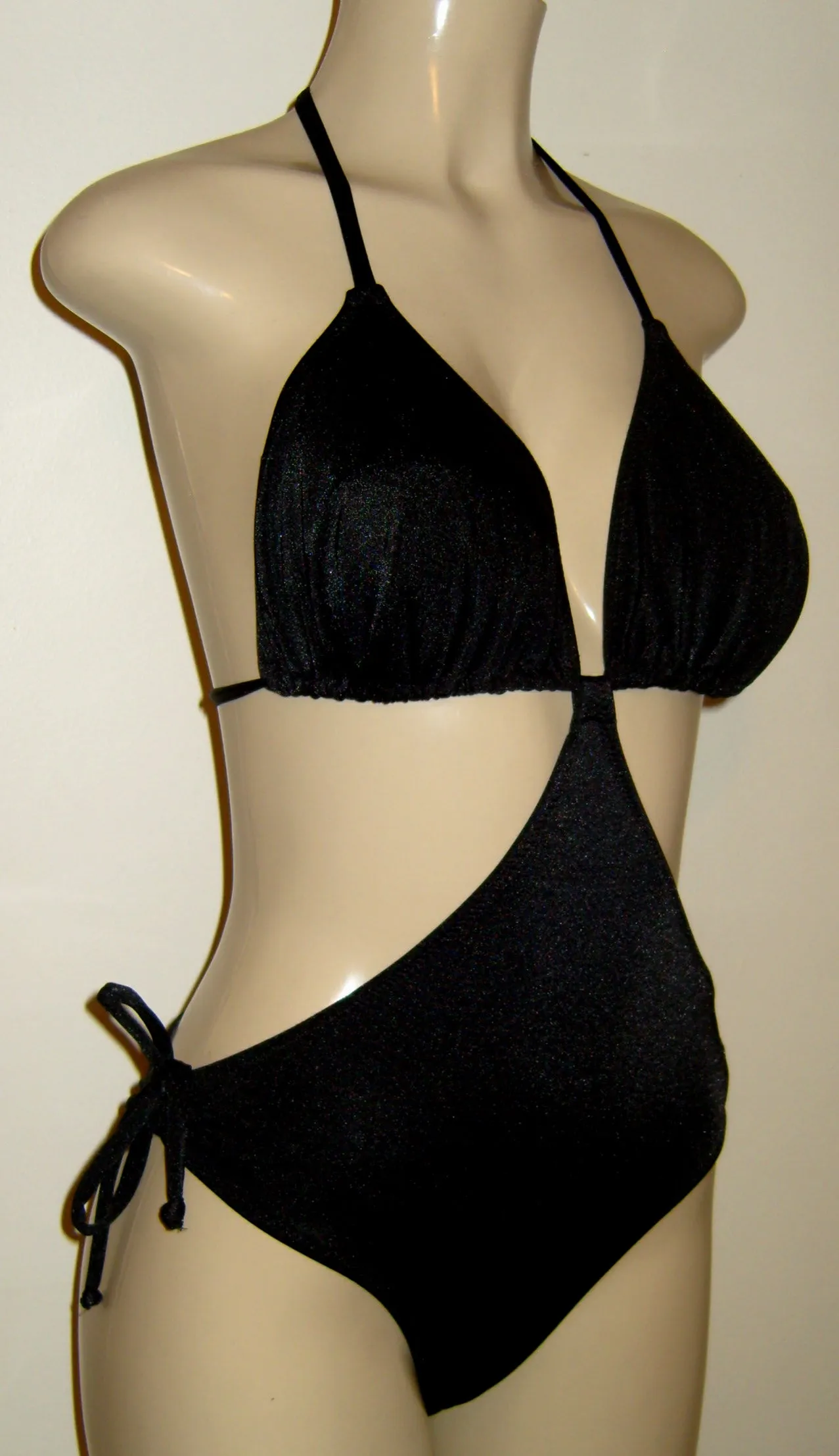 Halter triangle top monokini swimsuit