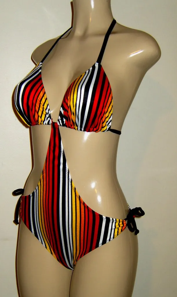 Halter triangle top monokini swimsuit