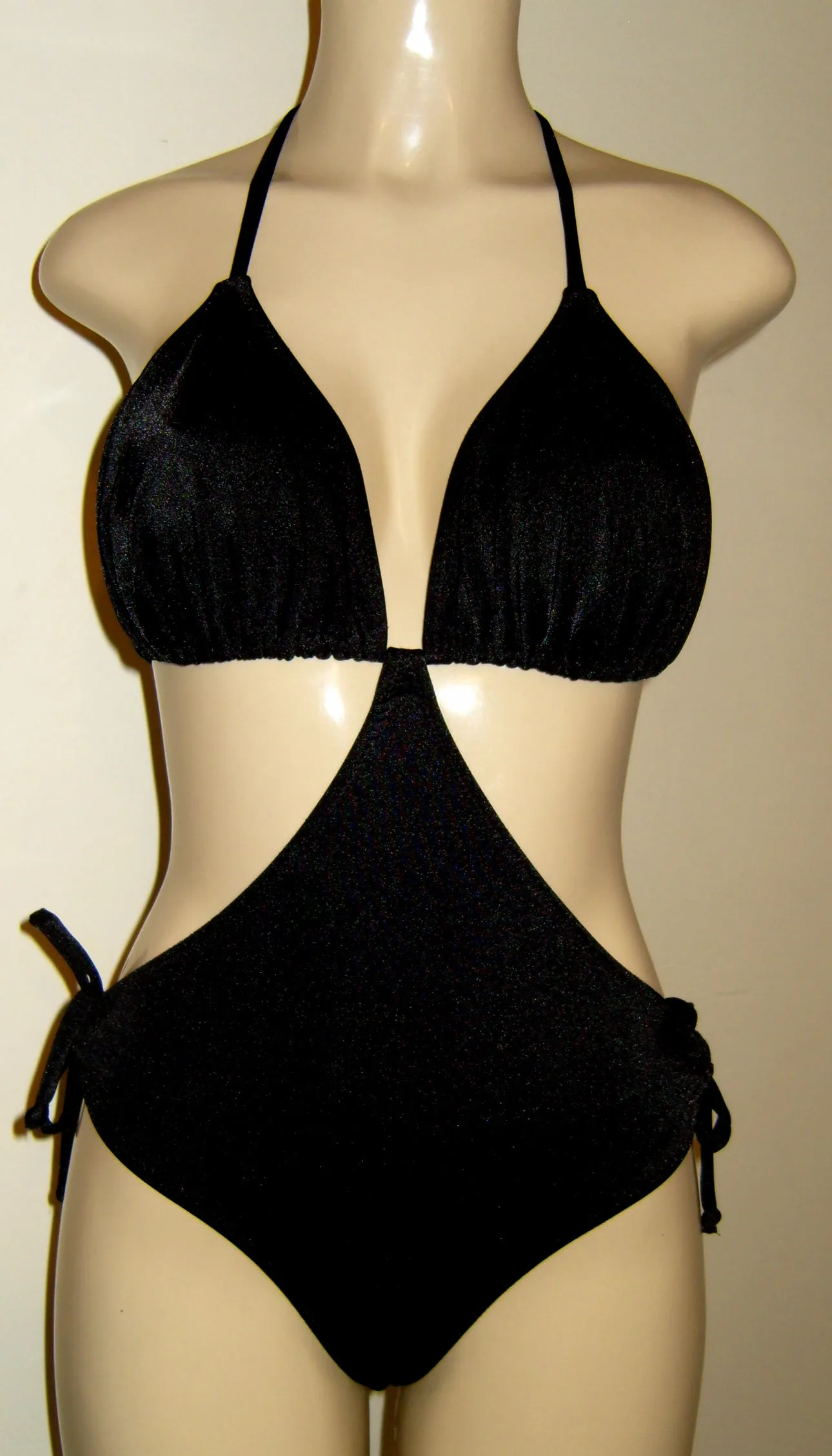 Halter triangle top monokini swimsuit