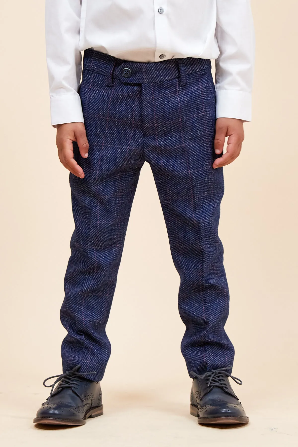 HARRY - Childrens Indigo Tweed Check Three Piece Suit