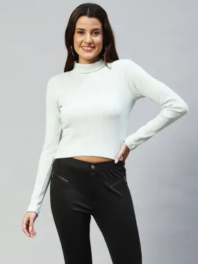 High Neck Full Sleeves Rib Top