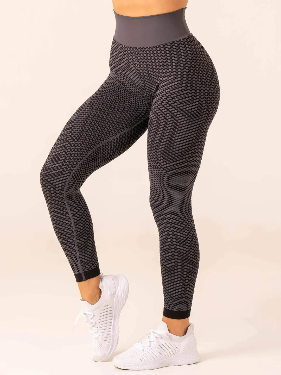 HONEYCOMB SCRUNCH SEAMLESS LEGGINGS CHARCOAL