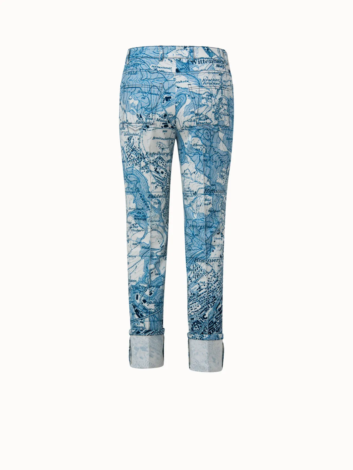 Hose aus Baumwoll-Denim mit St. Galler vintage Landkartendruck