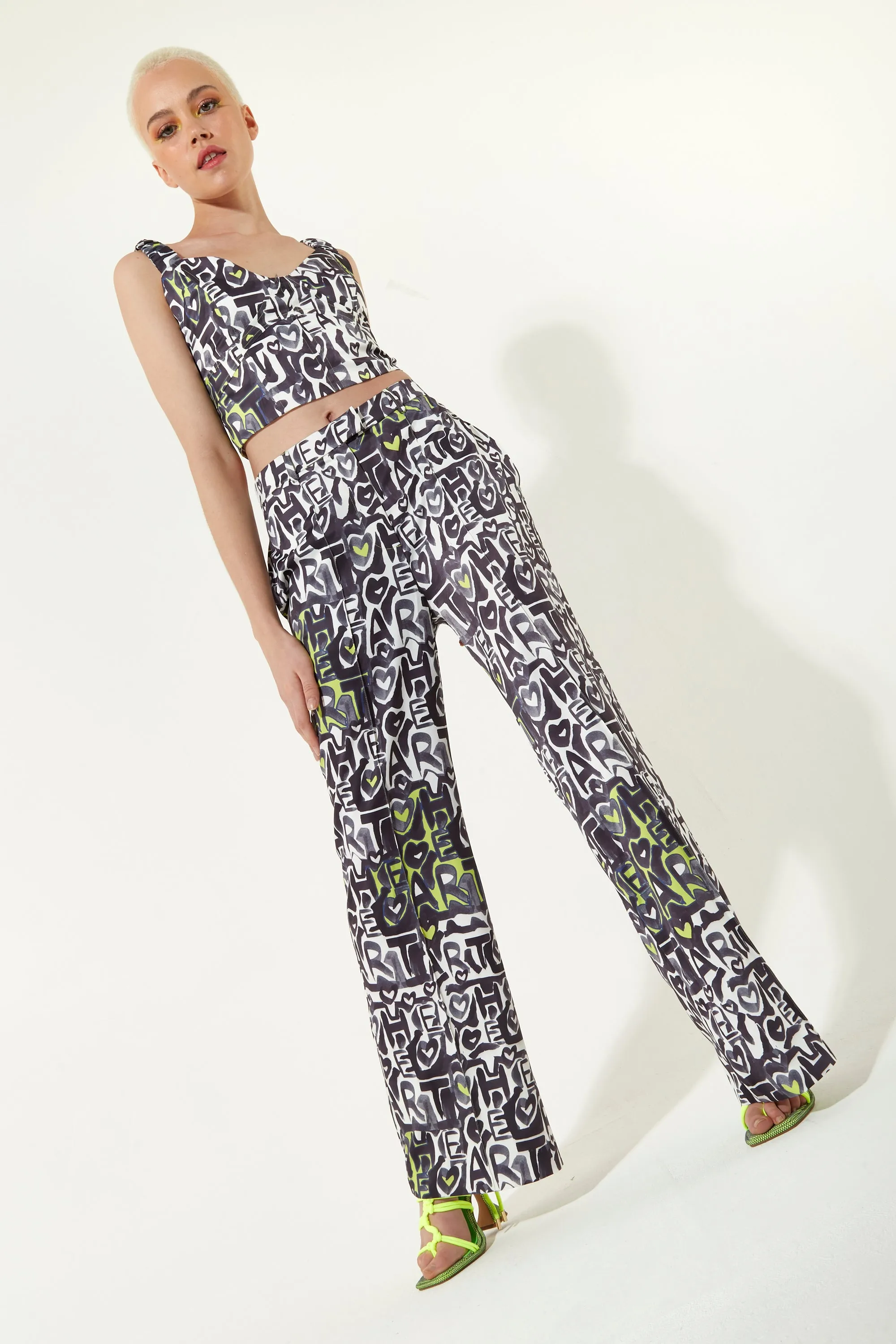 House Of Holland Abstract Print Wide Leg Trousers