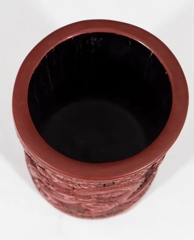 Important Antique Chinese Cinnabar Pot, Daoguang Period